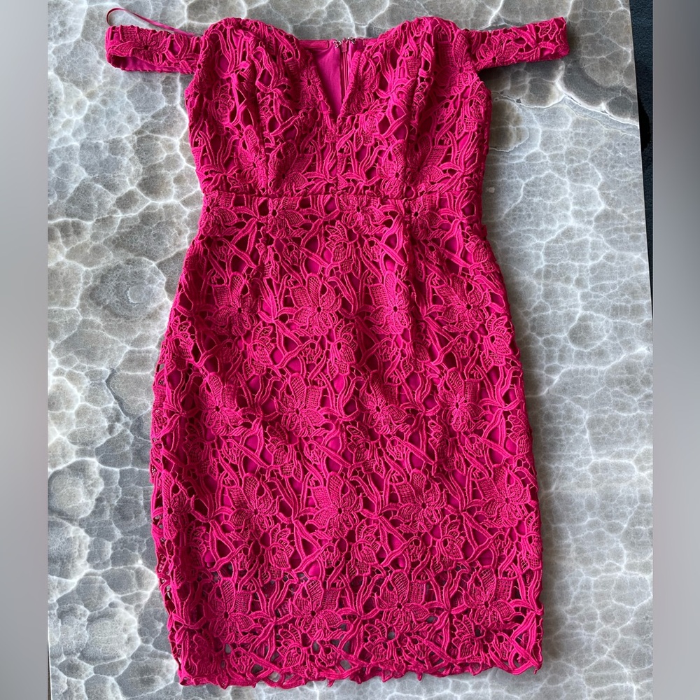 ASTR Strapless Lace dress with a built in corset, pink, Size S
